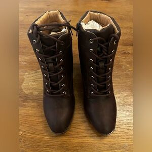Style & Co. Dark Brown Lace-Up Boots